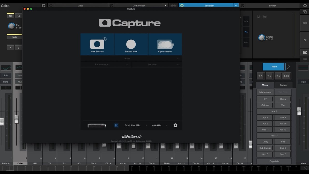 Como gravar Multipista com a Presonus 32R usando o Capture | recording multitrack on Presonus 32R