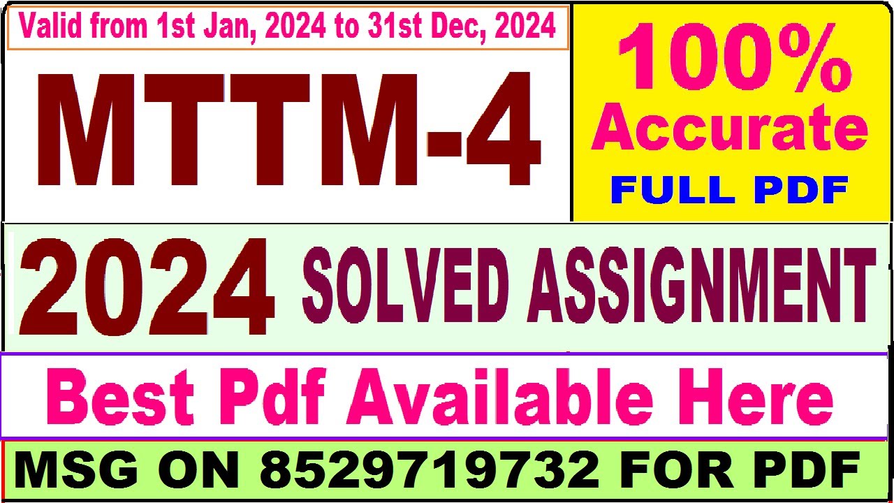 MTTM 4 solved assignment 2024 || mttm 4 solved assignment 2023-24 in English ||  mttm4 2024
