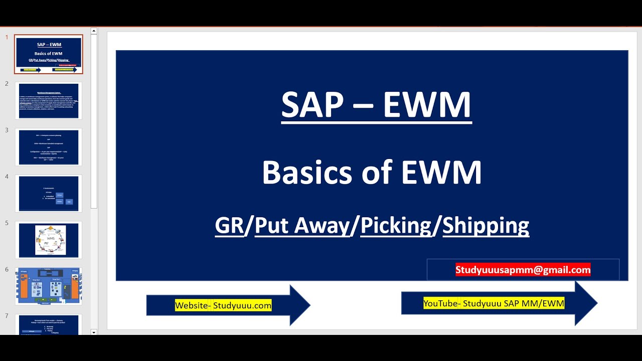SAP EWM-- Basics of EWM class 2 - GR/Put away/Picking/Shipping and Other Basics