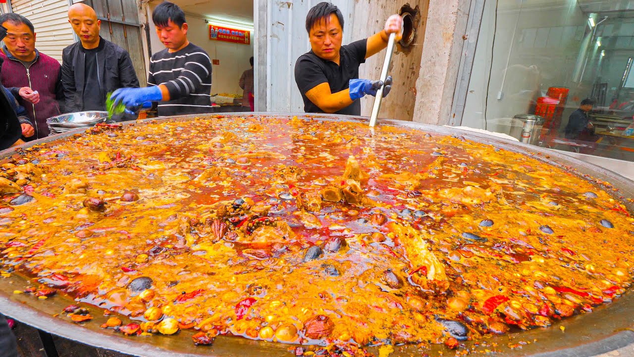 Chinese Street Food - 200 KG Street Hot Pot (SPICY!!!) + RARE Street Food Tour of Kaifeng, China!
