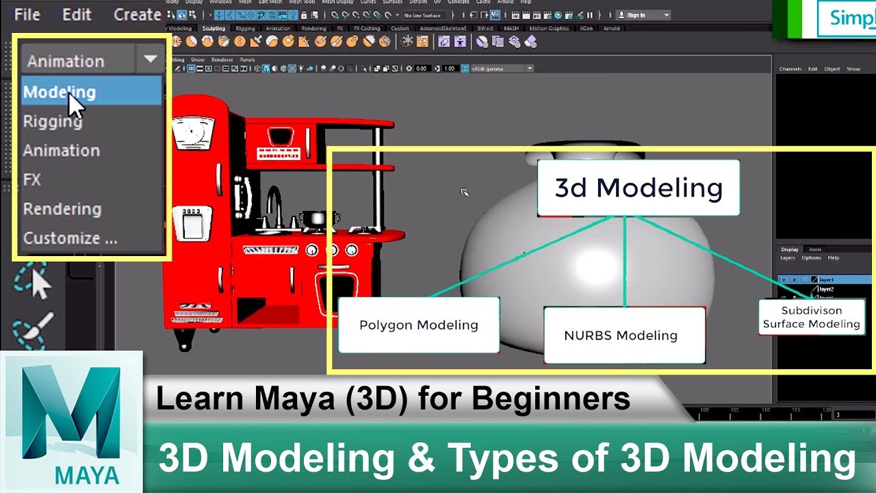 What is 3D Modeling & Types of Modeling | Learn Maya 3D Animation for Beginners #61
