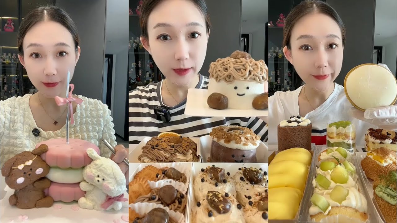 ASMR 🌰 Chestnut Cake,Tiramisu,Mochi,Mini Cakes,Cream Cake | Soft & Satisfying Eating Sounds #asmr
