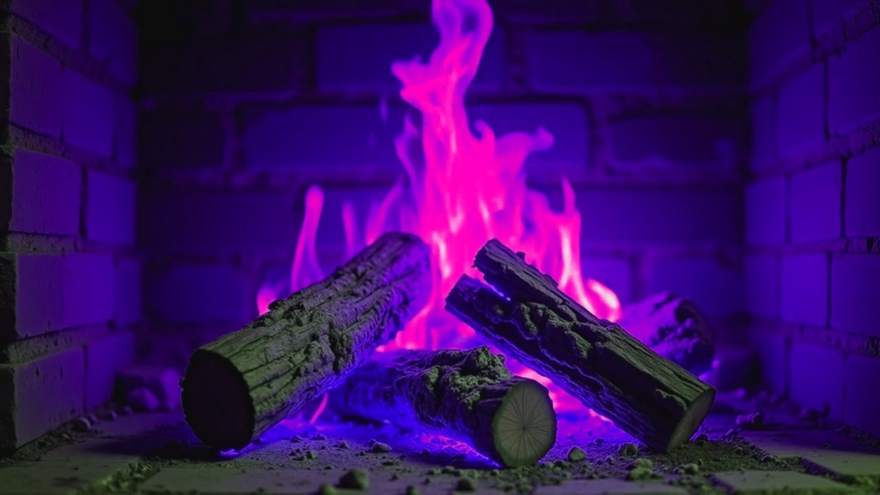 🔥 PURPLE FIRE 4K (LIVE 24/7). Magic Fireplace with Crackling Fire Sounds