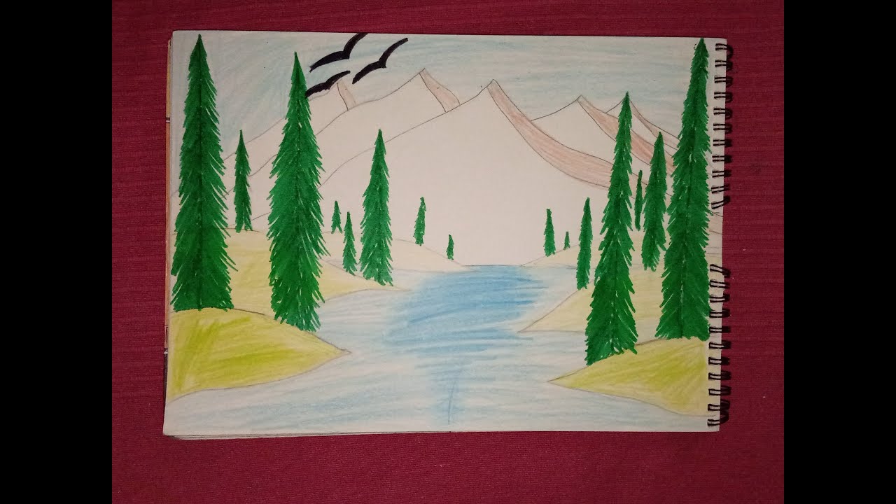 Step by Step Drawing - Scenery of Beautiful Valley