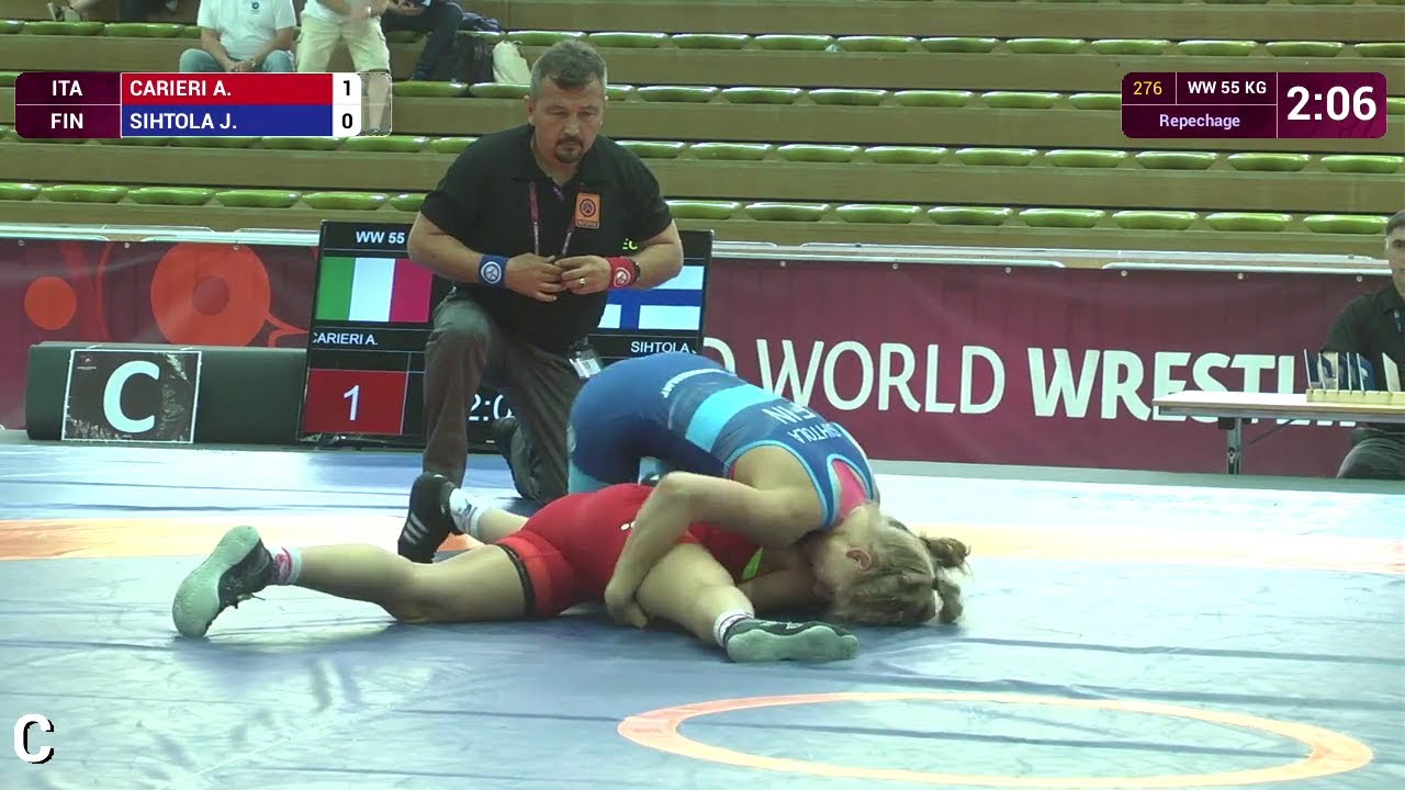 Repechage WW - 55 kg: J. SIHTOLA (FIN) df. A. CARIERI (ITA), 6-1