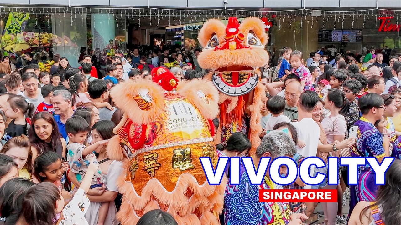🦁 Shocking Crowd at Vivo City CNY Lion Dance | Rare 20 Lions Dance Singapore