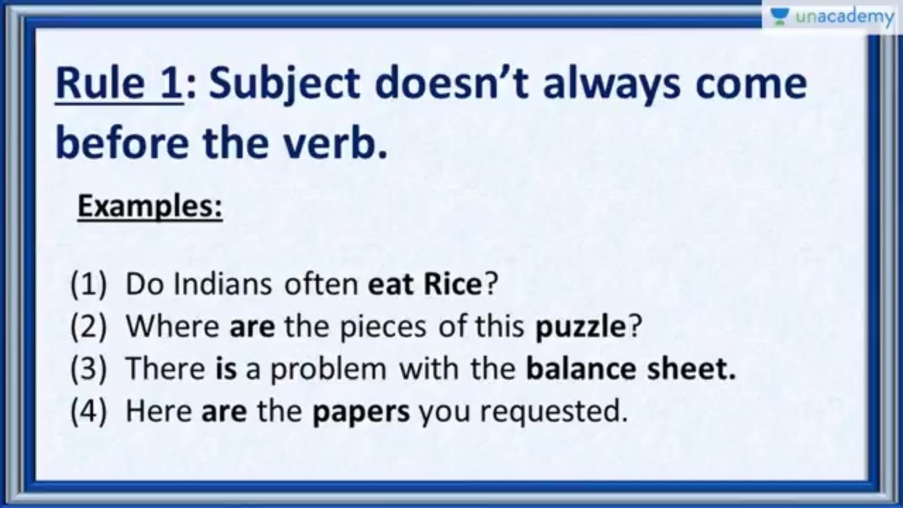 Subject Verb Agreement - Rule 1 - Subject doesn't always come before Verb (in Hindi)