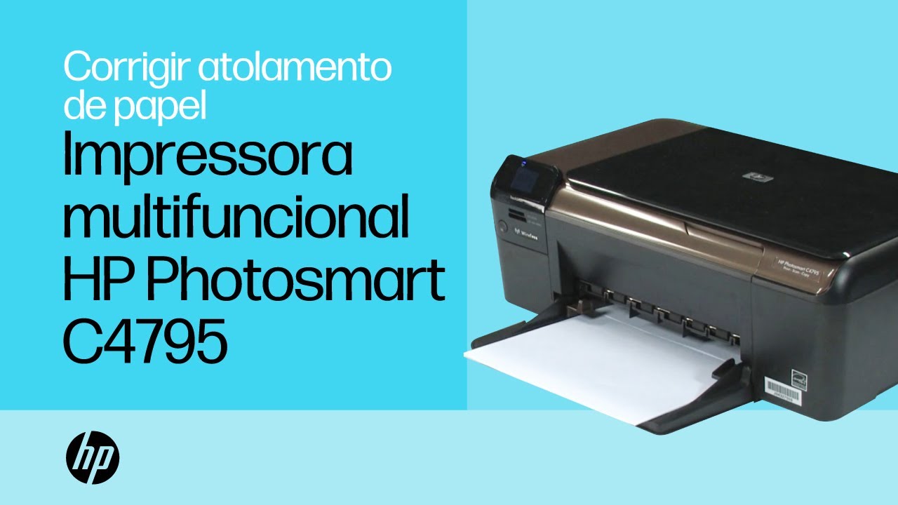 Como consertar um atolamento de papel | Impressora multifuncional HP Photosmart C4795 | HP Support