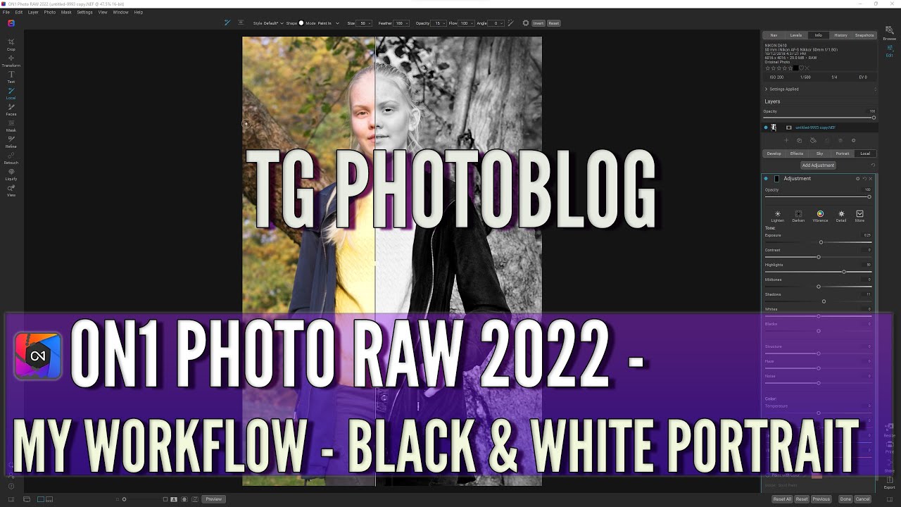 ON1 Photo Raw Tutorial - Workflow for Black and White Portraits