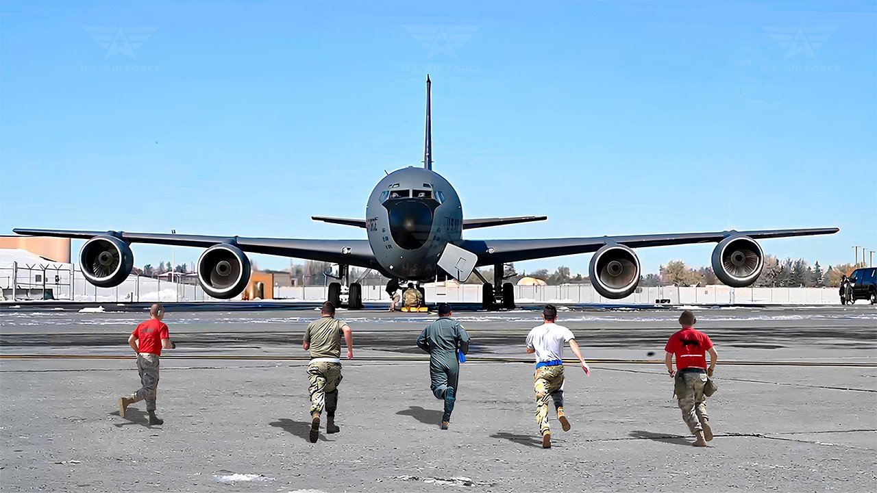 U.S. Air Force KC-135 Pilot and Crew Make an Emergency Takeoff at Full Speed!