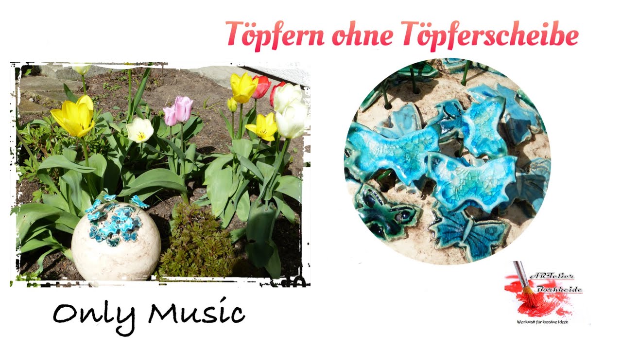 Garten Deko-Kugel mit wunderschönen Schmetterlingen töpfern #ceramic #pottery #clay  #töpfern