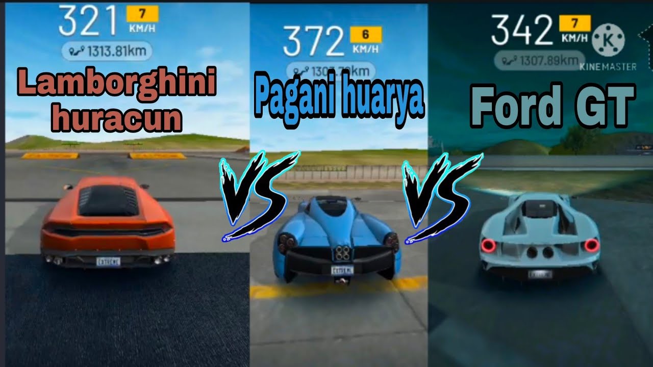 Extreme car driving simulator Lamborghini huracun VS Pagani huarya VS Ford GT gameplay