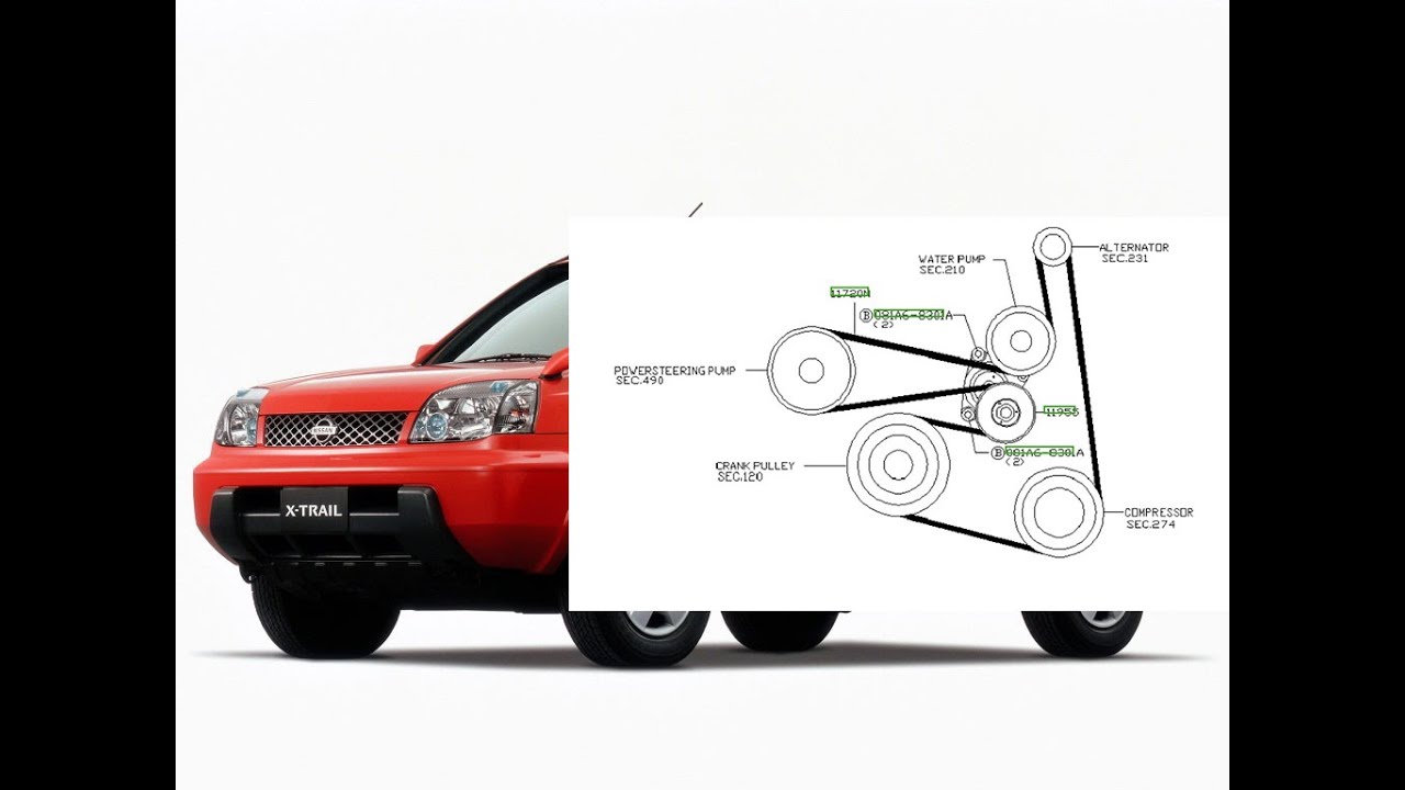замена натяжителя ремня генератора на Nissan X-trail t30