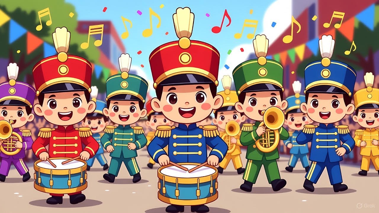 When The Band Comes Marching | Fun Kids Marching Band Cartoon Rhyme @minimagic-d1k