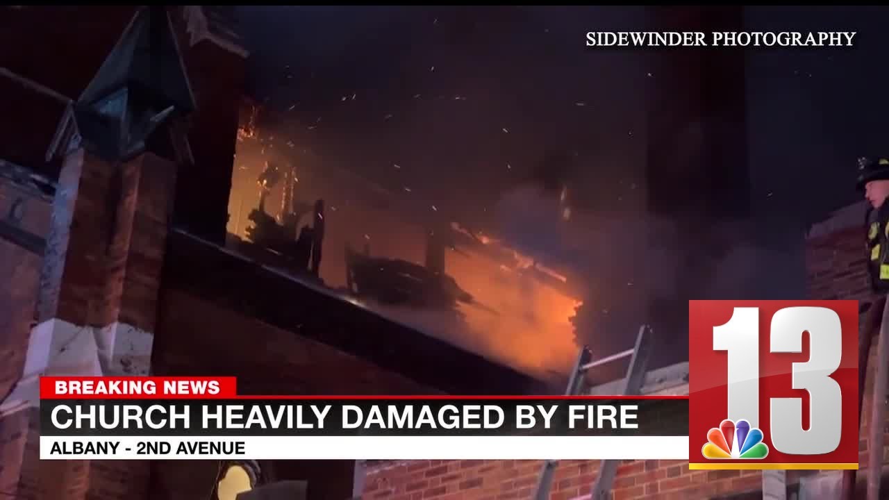 Historic Albany church goes up in flames