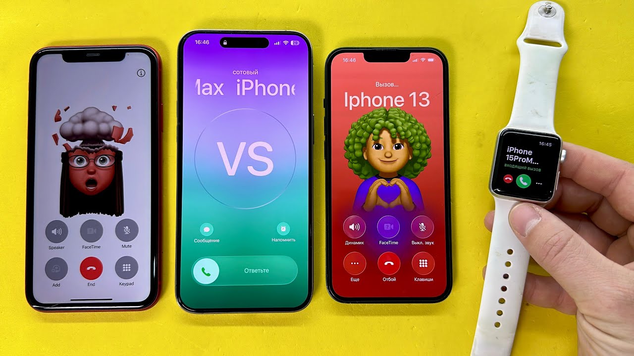Three iPhone vs One Apple Watch 3 incoming Call iPhone 11,14Pm, 15Pm & Timer/ FaceTime