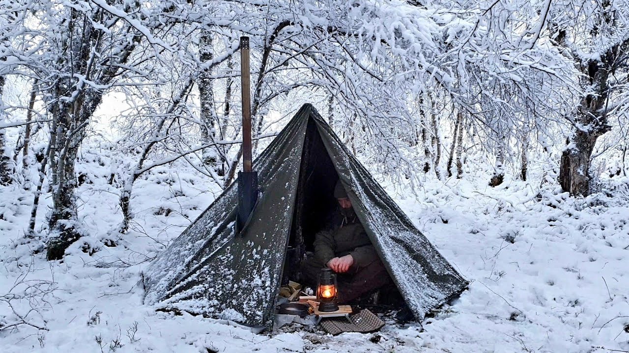 Winter Hot Tenting in a Polish Lavvu - Outbacker Firebox Stove