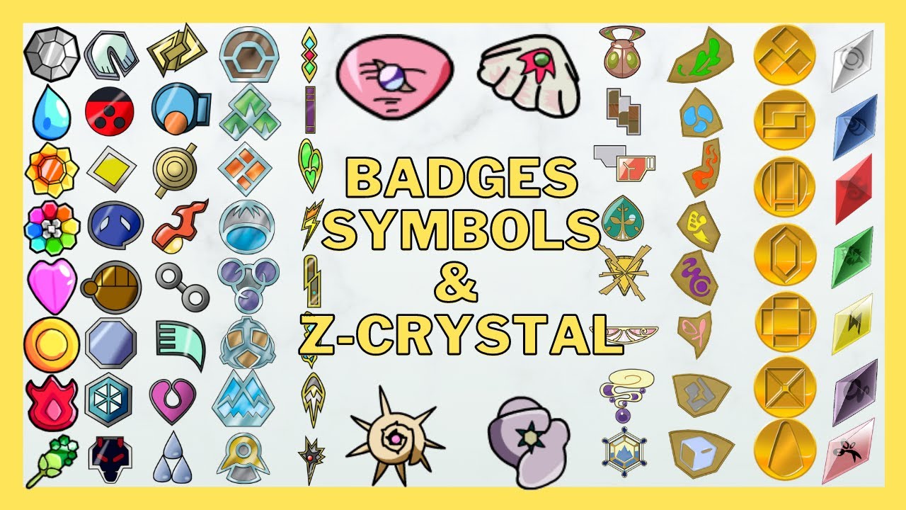 Every Pokemon Gym Badges, Battle Frontier Symbols, and Island Challenge Z-Crystals