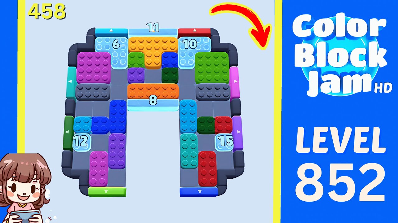 Color Block Jam Level 458 (852) Solution Walkthrough
