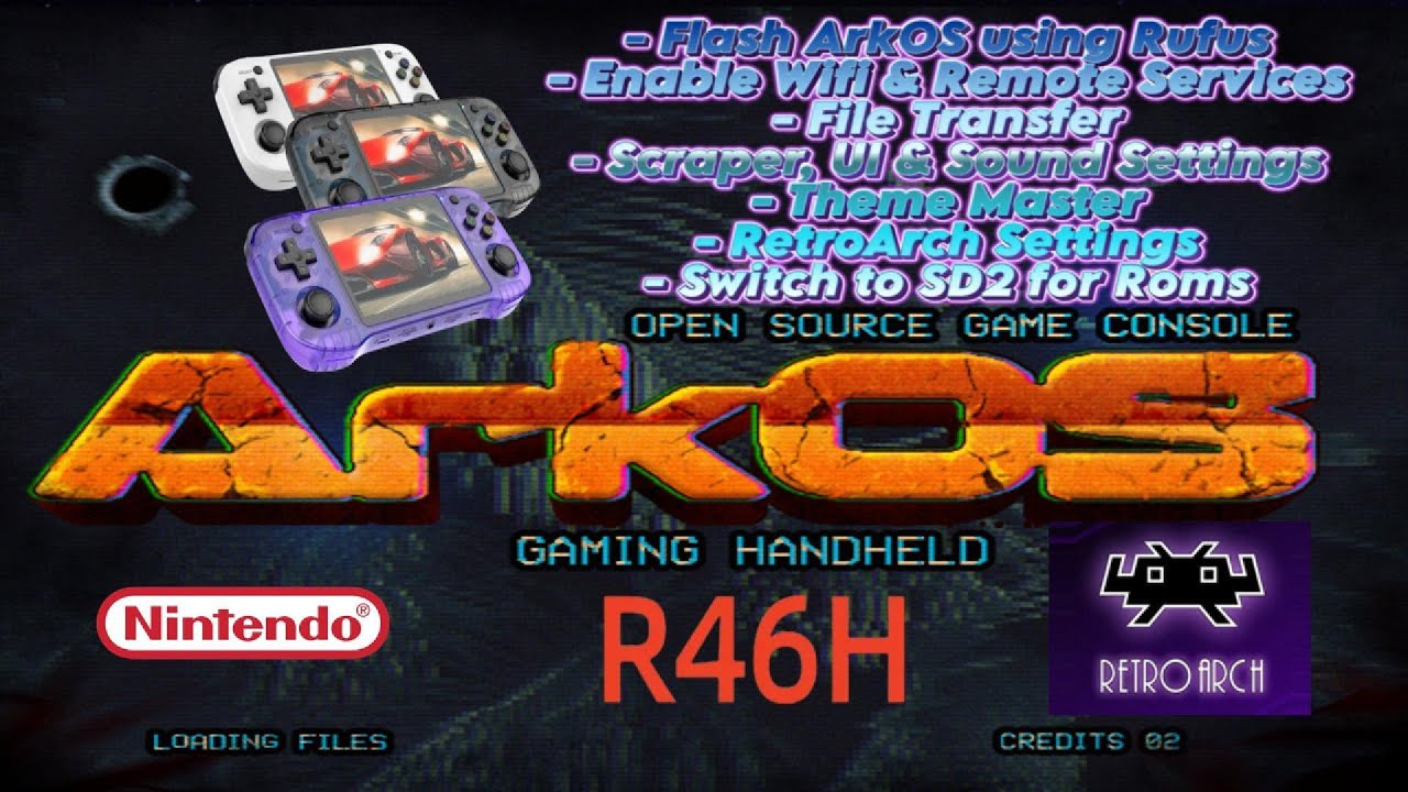 R46H Install ArkOS, Enable Wifi & Remote Services, Themes, RetroArch Settings, Switch to SD2