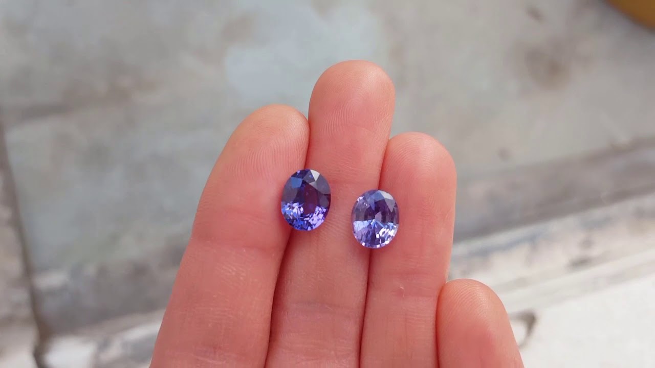 Purple sapphires oval shape, deep purple 2.21ct and vibrant mid purple 1.81ct gemstones