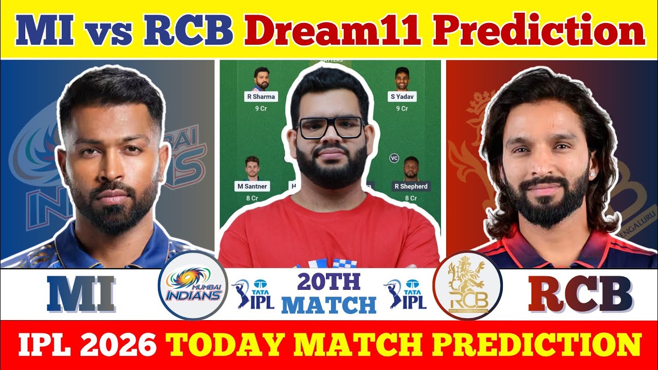 MI vs RCB Dream11 Prediction| MI vs RCB Today Match Prediction| IPL 2026 Match 20