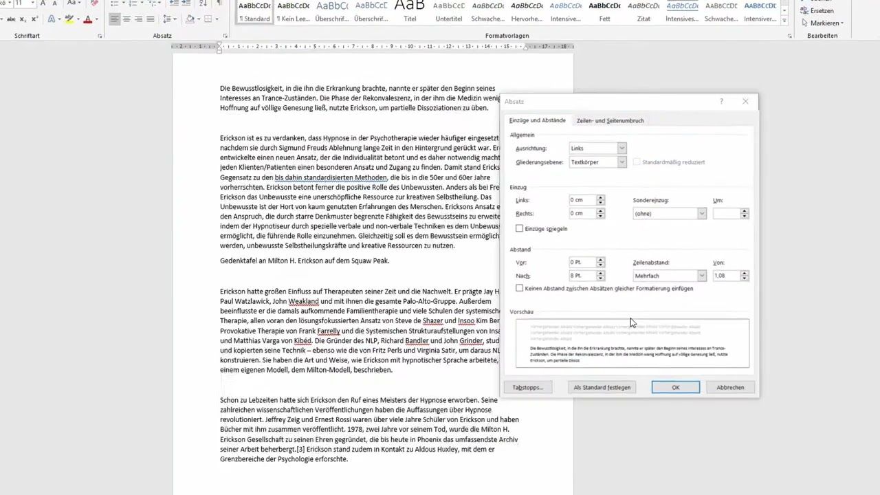 Word: Zeilenabstand ändern