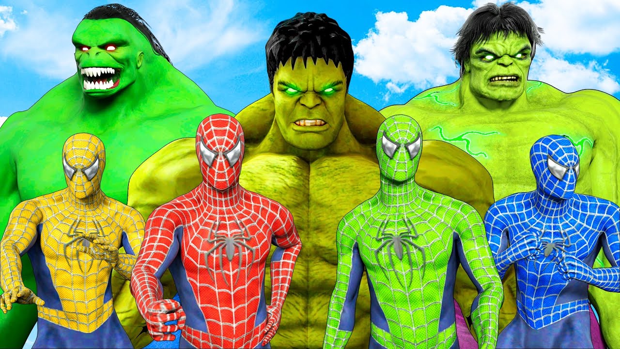 TEAM SPIDER-MAN vs BIG HULK & SAVAGE HULK & HULK 2099 - EPIC SUPERHEROES WAR