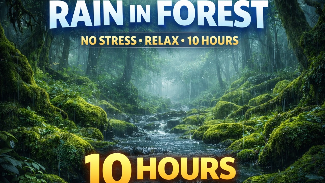 Rain in Mossy Forest 🌧️ 10 Hours Relaxing Rain Sounds for Deep Sleep, Relaxation & Stress Relief