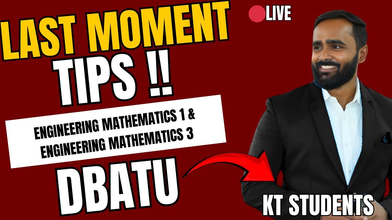 🔴LIVE |LAST MOMENT TIPS |DBATU ENGINEERING MATHEMATICS 1 & 3 ||PRADEEP GIRI SIR