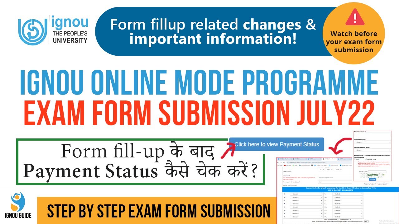 IGNOU Online Mode Exam Form July22 | Step-by-step guide