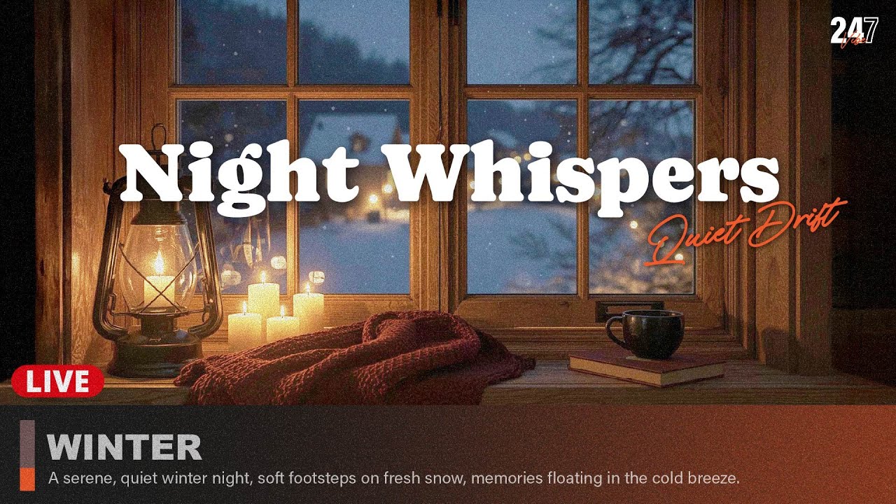 Night Whisper ❄️ | Winter Night Ambience with Soft Piano for Study, Relax & Sleep — 24/7 LIVE