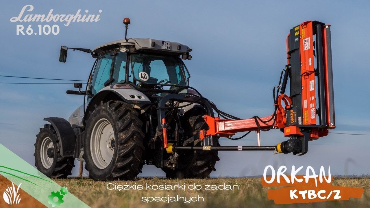 Lamborghini R6.100 z Kosiarką Tylno Boczną ORKAN KTBC/Z Bijakowa z Zabezpieczeniami i Uchylną Klapą