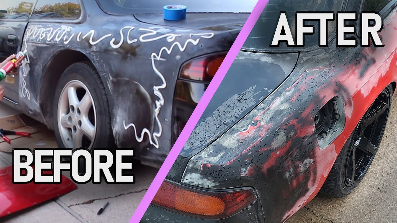 PERMANENTLY attaching the rear overfenders | how to mold a widebody | 240sx s14