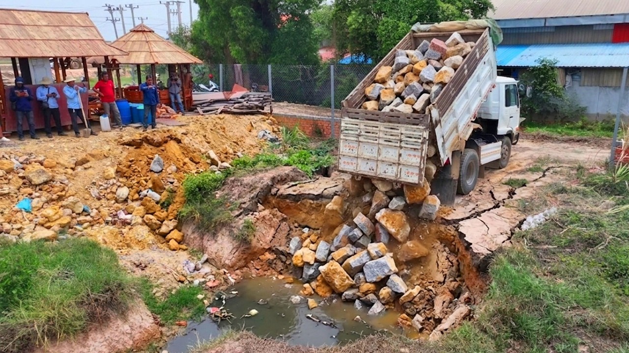Heavy Duty Road Repair!! Filling a Sinkhole to Save the Foundation