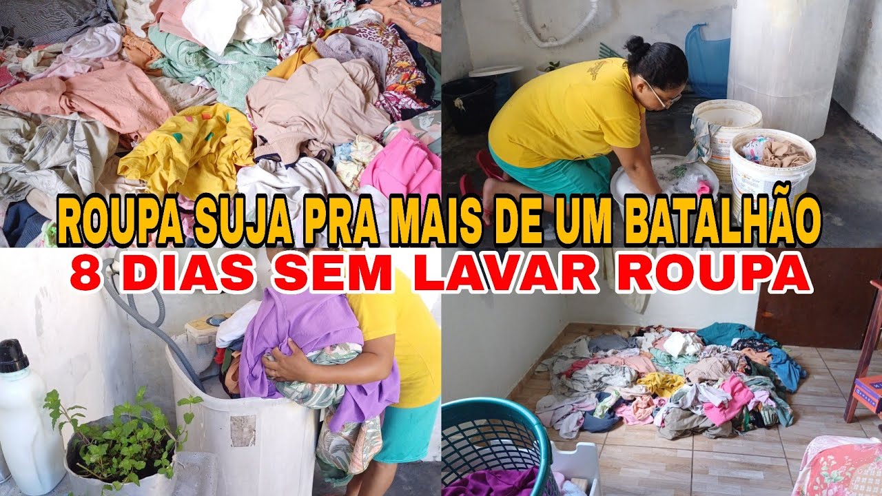 👕👗🩳LAVANDO ROUPA DE UM  BATALH&Atilde;O 8 dias sem lavar Roupa // ACUMILOU Demais