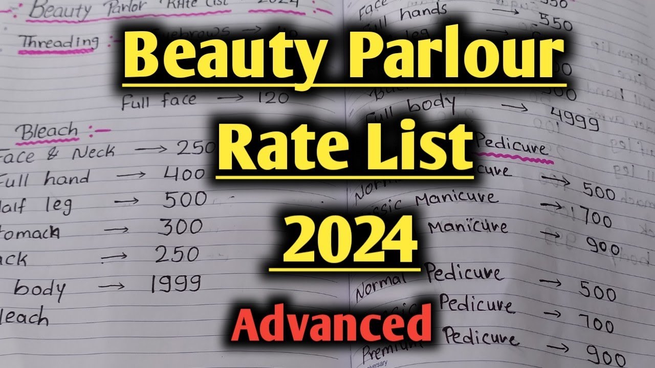 Beauty parlour rate list 2024 || Beauty parlour price list advanced|| Beauty parlour course||