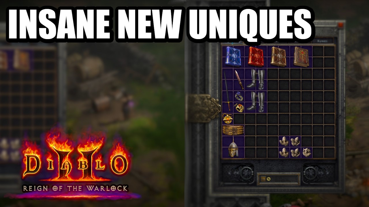 Какие новые уникальные предметы появились в DLC Reign of the Warlock для Diablo 2?