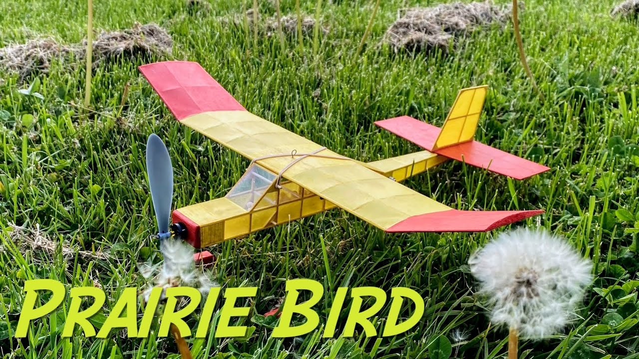 Three Rubber-powered Model Airplane Flights - Prairie Bird, Mauboussin Type 40, Junior Commercial