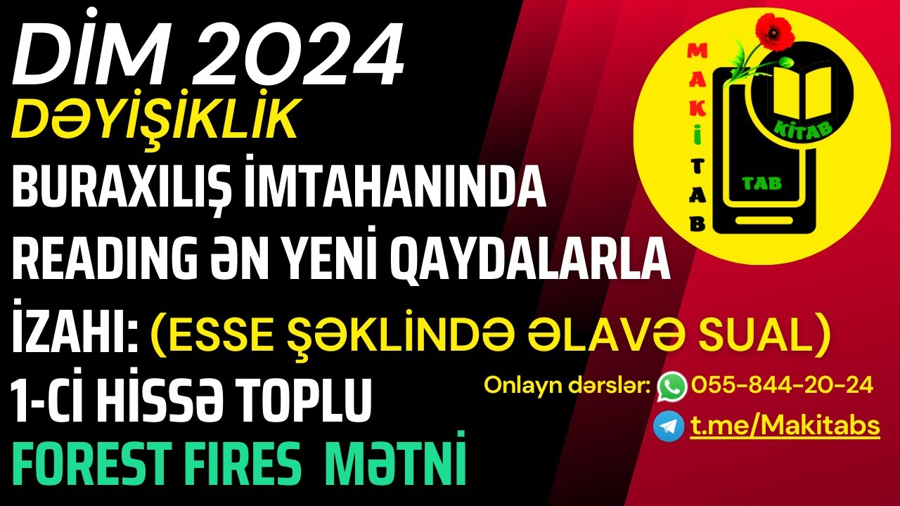 DİM 2024 BURAXILIŞ İMTAHANINDA READING-in ƏN YENİ QAYDALARLA ESSE İZAHI 1-ci HİSSƏ TOPLU | FIRE