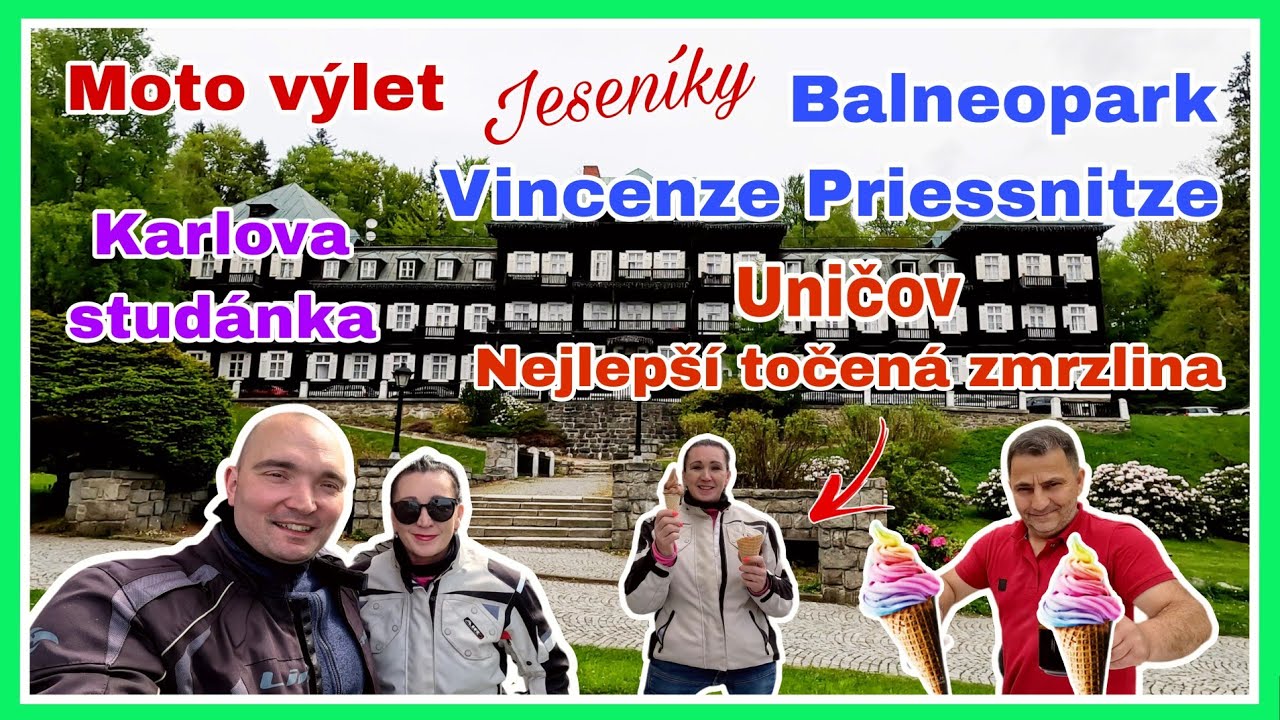 Moto výlet Jeseníky - Balneopark Vincenze Priessnitze a Uničov Nejlepší točená zmrzlina