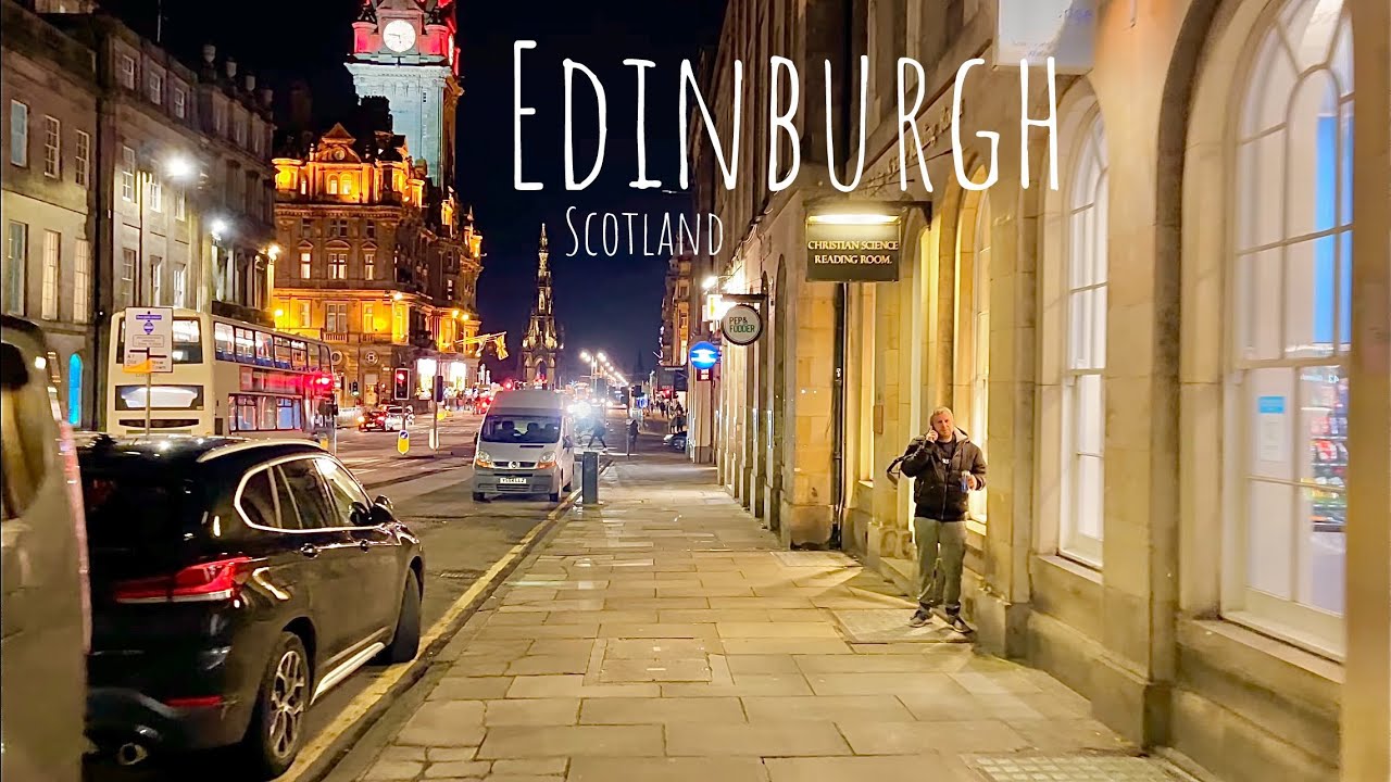【4K/HDR】Scotland Edinburgh Night Walking Tour - Princes Street, Royal Mile