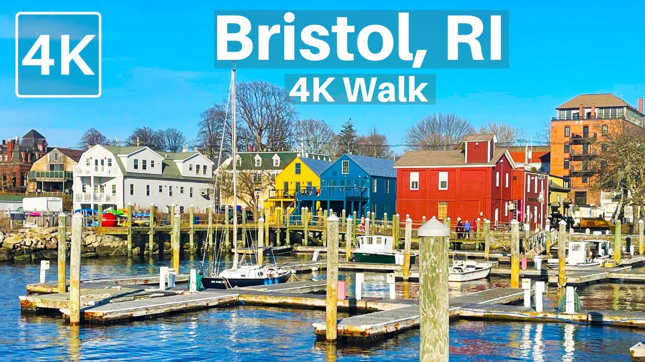[4k] BRISTOL, RI - Walking through the Historical Seaport of Bristol, Rhode Island