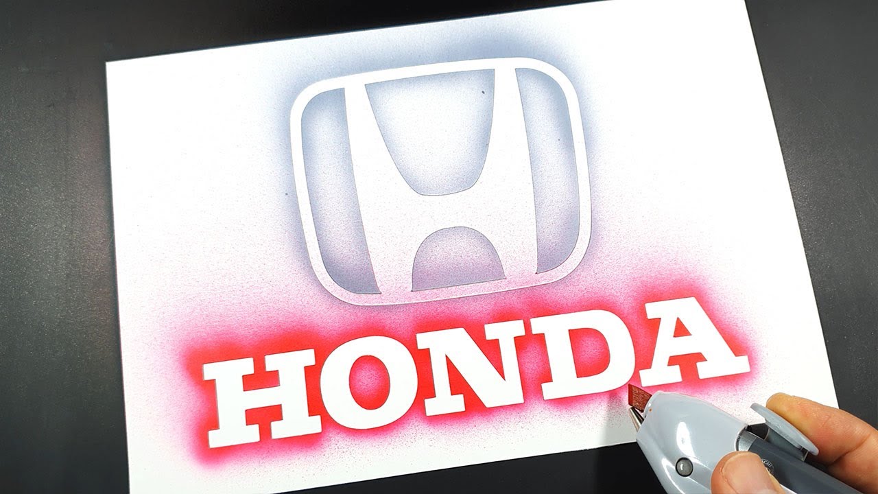 How to draw HONDA logo with a stencil | Logo art | Stencil art