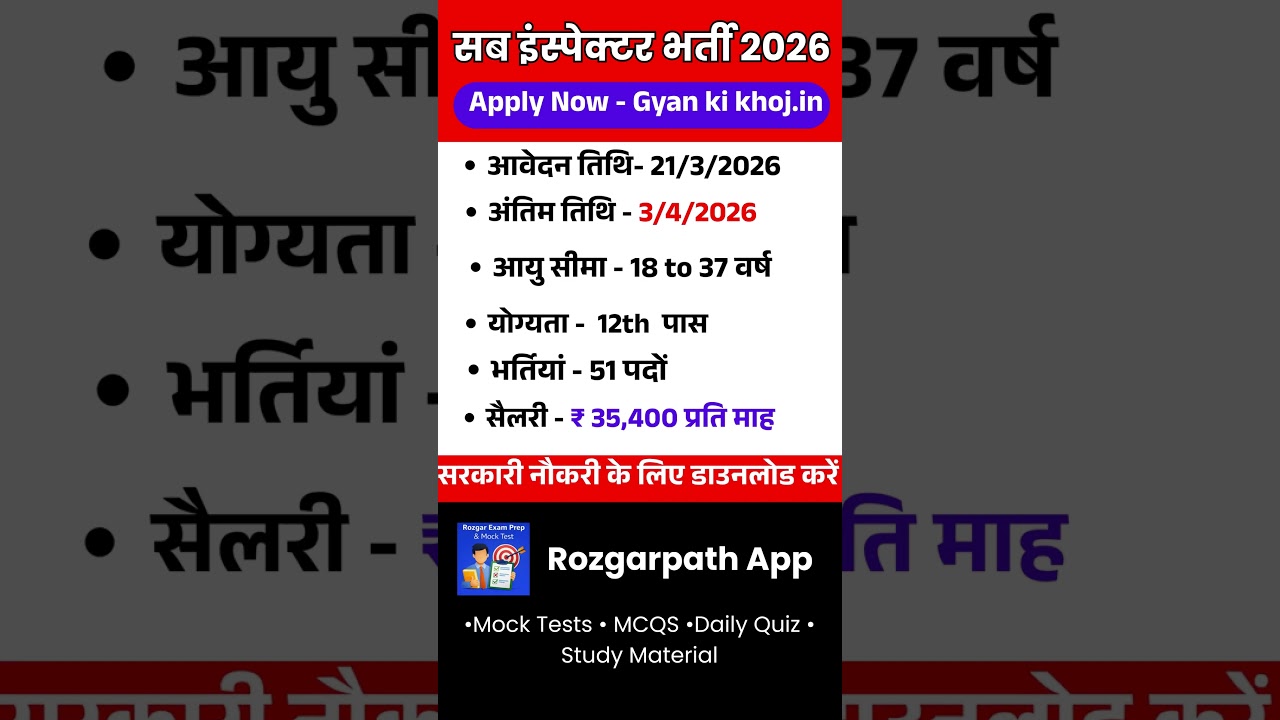SSB Sub Inspector Recruitment 2026 | Latest Government Job 2026 #shorts #govtjobs