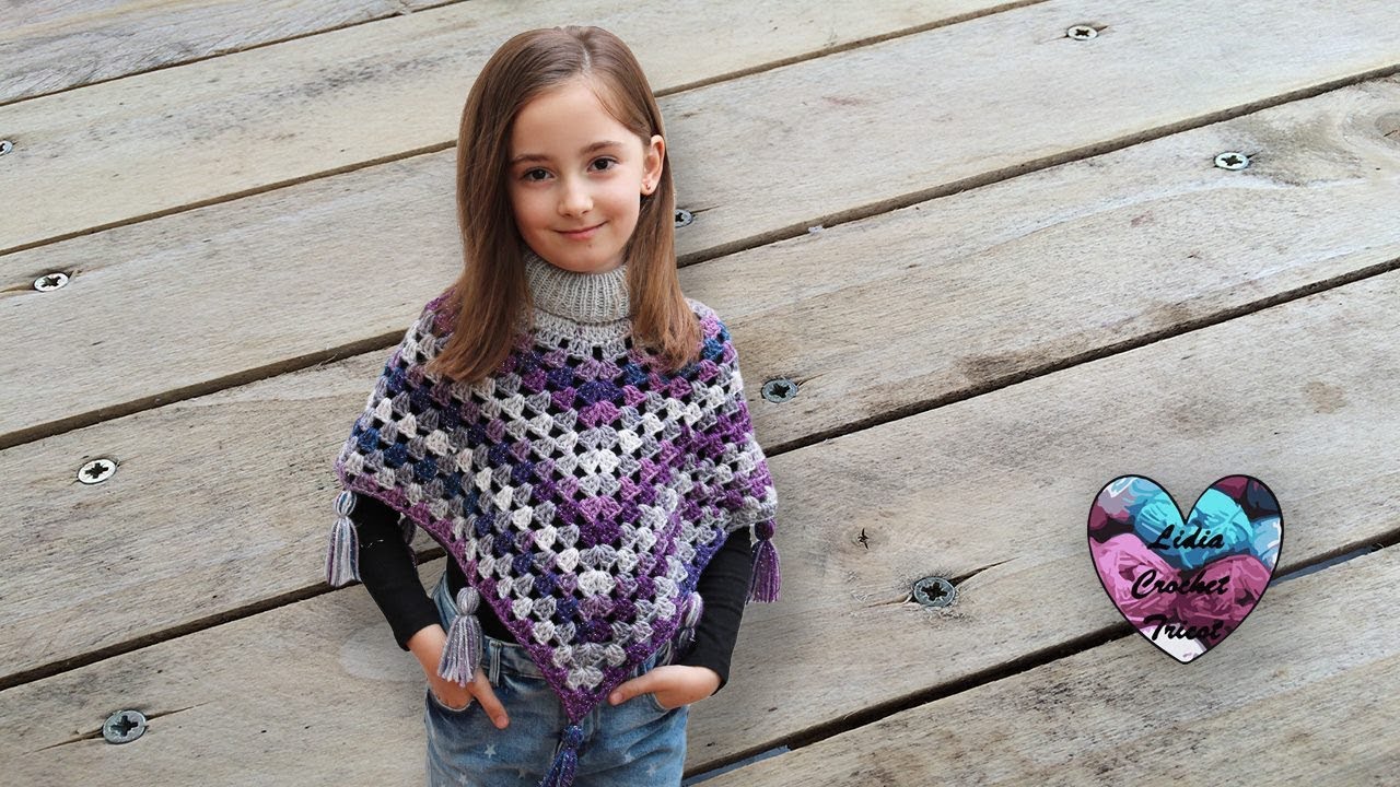 Poncho granny crochet toutes tailles idéale débutant