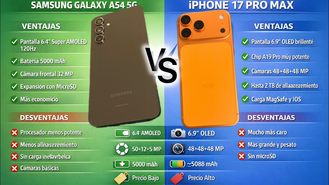 Samsung galaxy A54 VS IPhone 17 pro max 😁