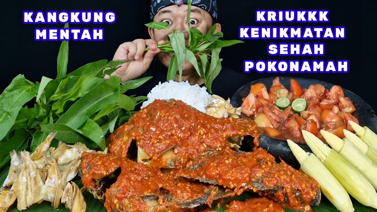 NGALIMED PISAN INI MAH⁉️ MAKAN IKAN MUJAER PEDAS LALAPAN KANGKUNG MENTAH IKAN ASIN RUJAK TOMAT 