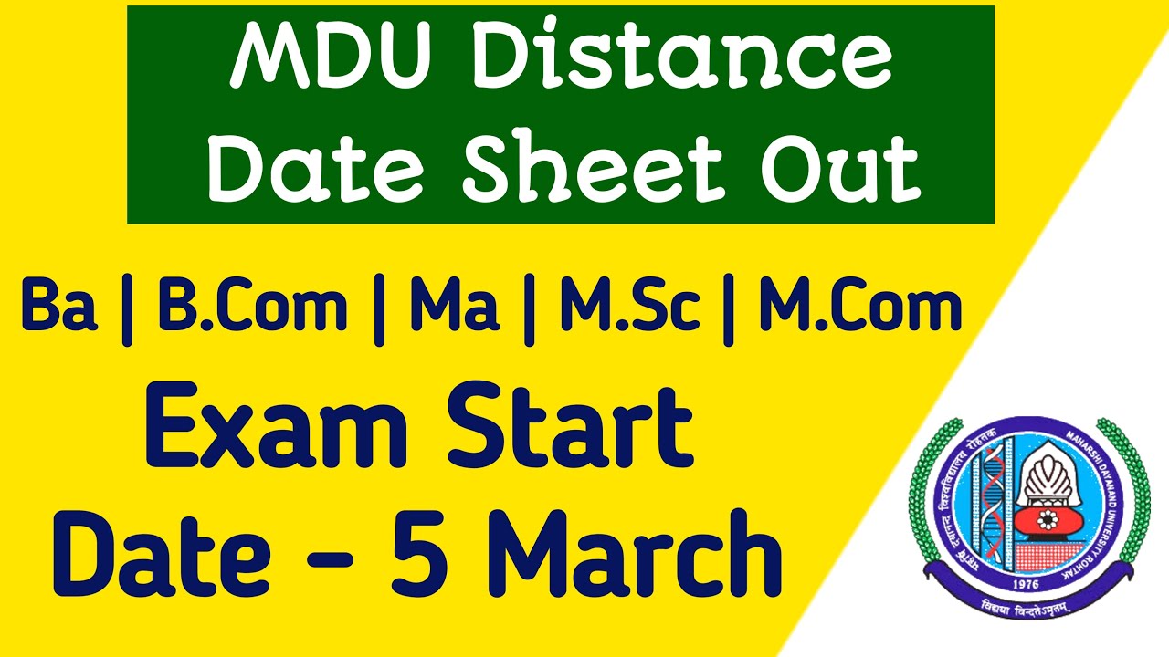 Mdu ba distance date sheet | mdu bcom distance date sheet | mdu distance ma msc mcom date sheet