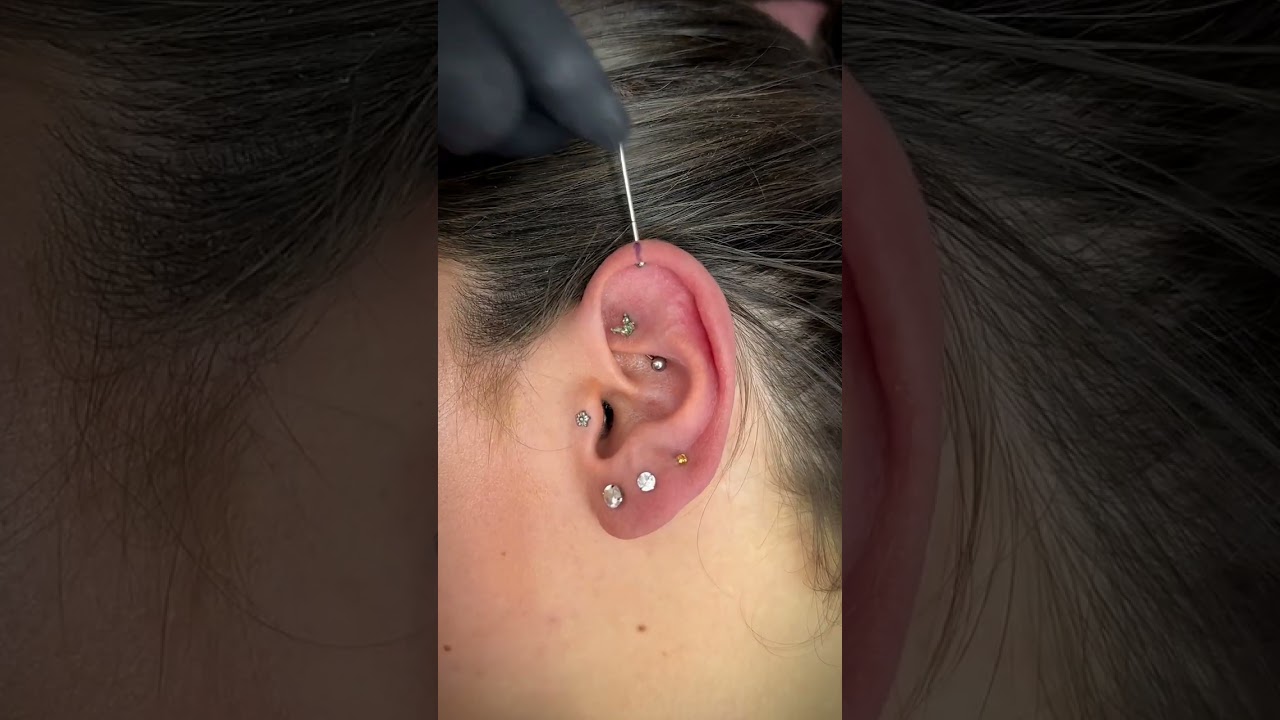 MUST WATCH! ⚠️ Vertical helix piercing!